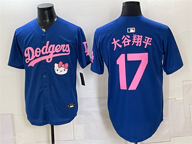Men's Los Angeles Dodgers #17 大谷翔平 Royal 2025 Hello Kitty Vapor Limited Stitched Baseball Jersey